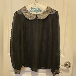 Sheer Swiss polka dot with Sequin collar